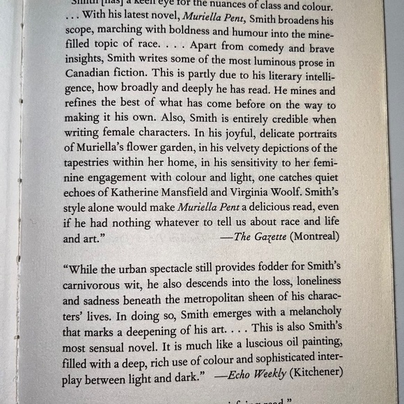 Novel, Muriella Pent, by Russell Smith, 2004 (Canadian literature,in paperback). - Picture 6 of 6